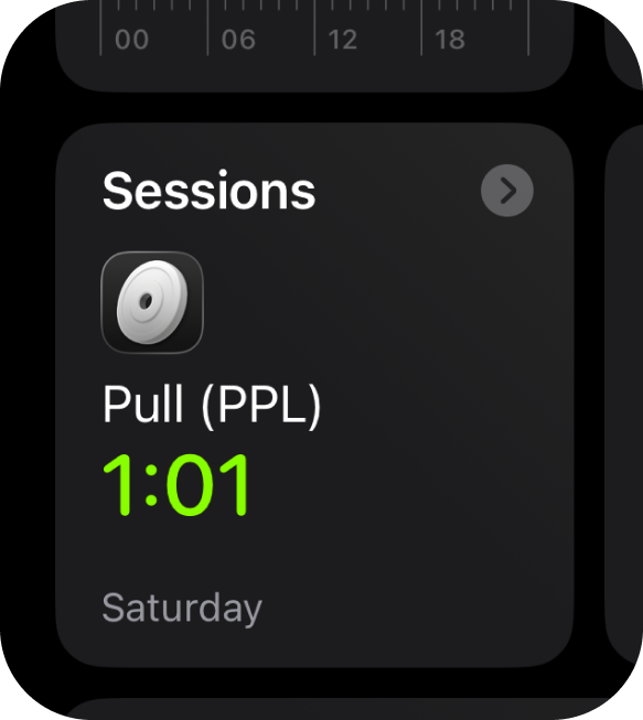 Apple Health Pull workout Saturday session widget mockup